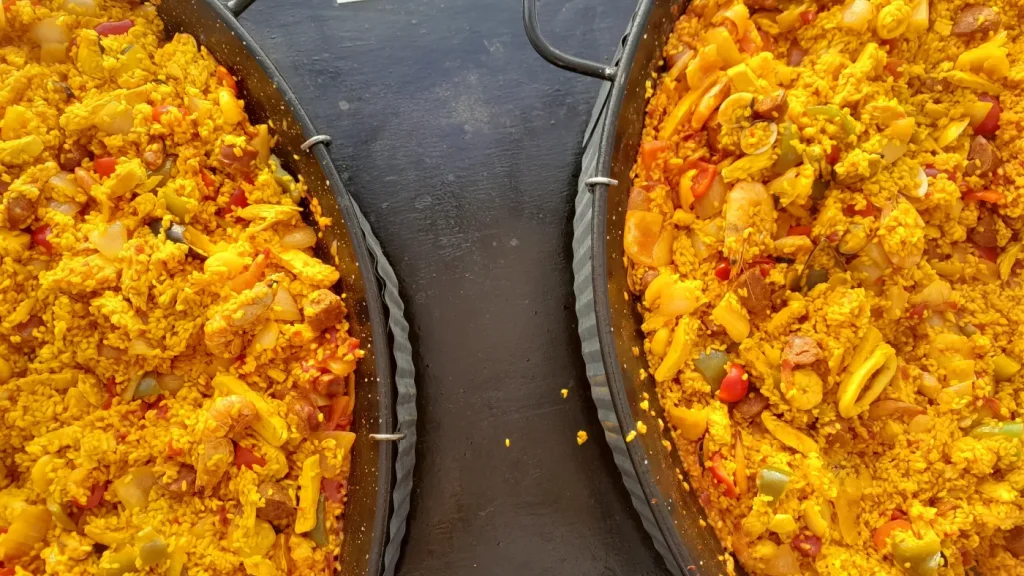 Over view of Your Paella in two paella pans