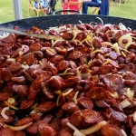 Spanish chorizo sausage in a red wine sauce