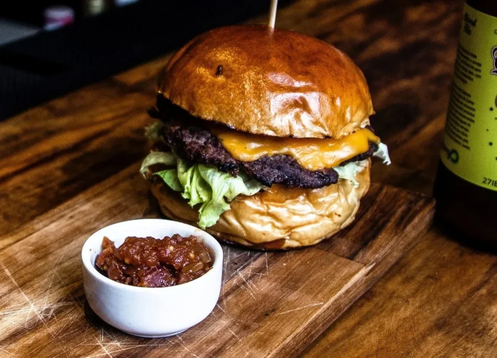 Steak burgers with cheese in a bun